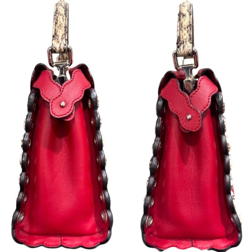 Fendi Peekaboo Iconics Red X Python Shoulder Bag - image 3